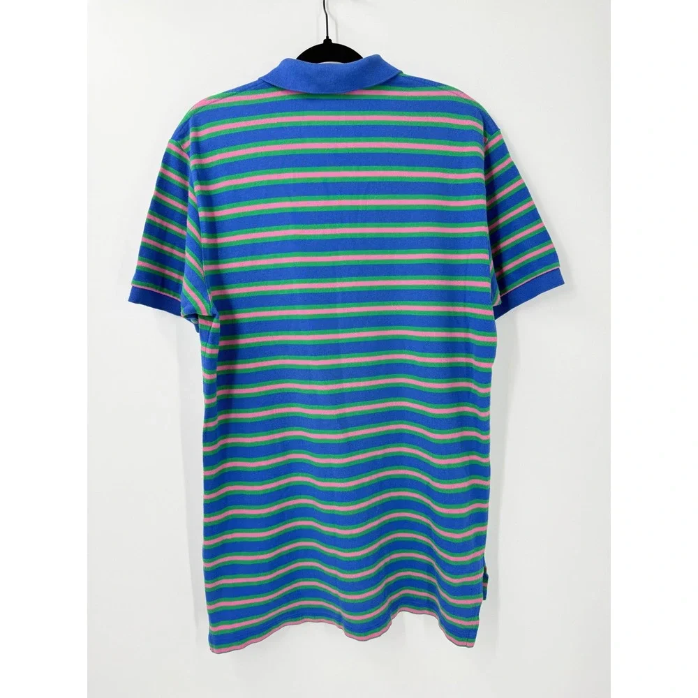 Vtg 90s Polo Ralph Lauren pique shirt Mens L Preppy Heritage Striped pink
